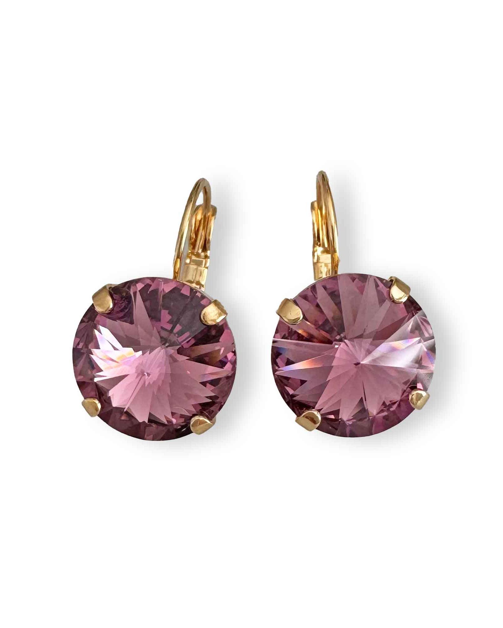 Dark purple plum crystal drop earrings.