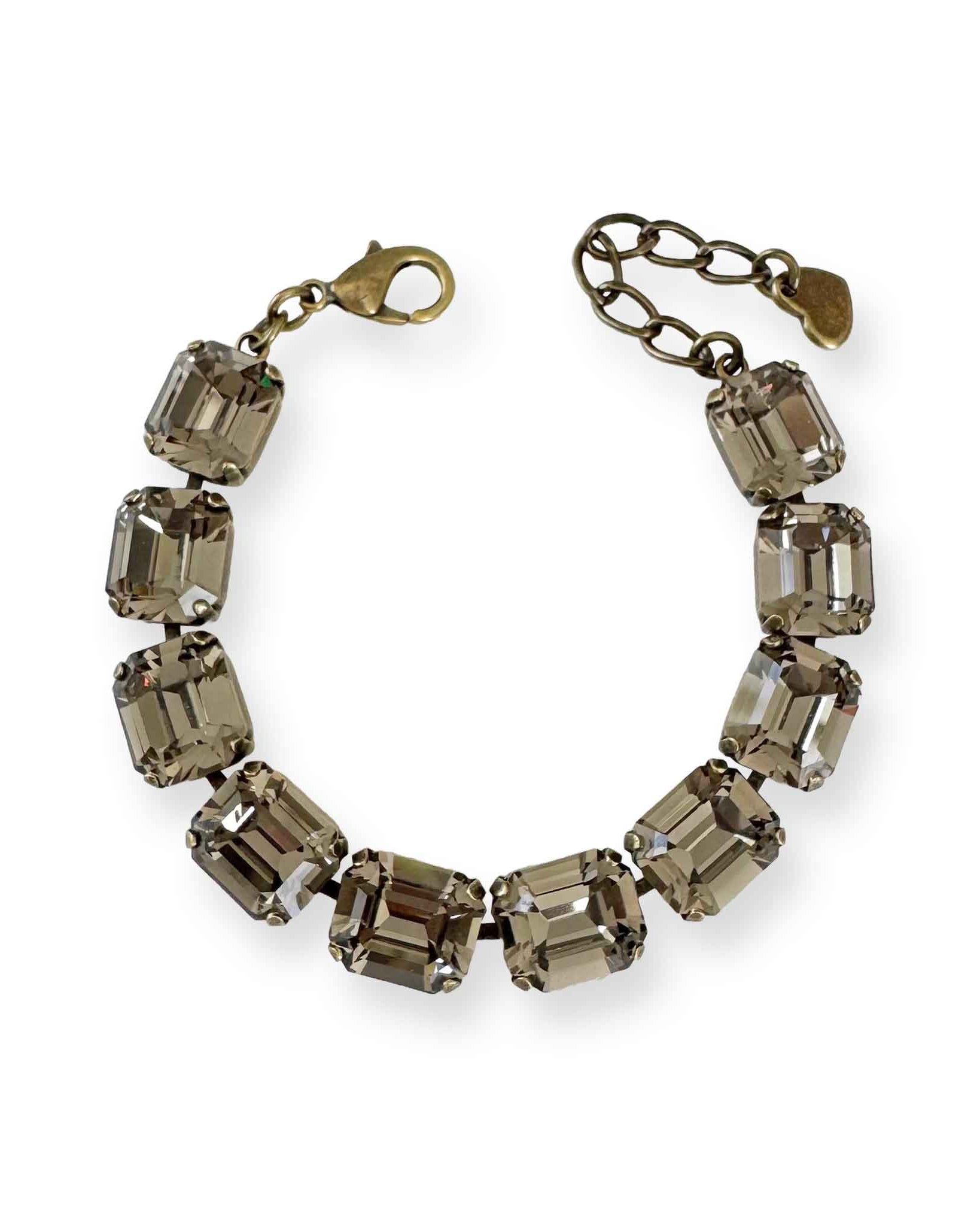 Crystal bracelet made of black diamond colored, emerald-cut European cut crystal.