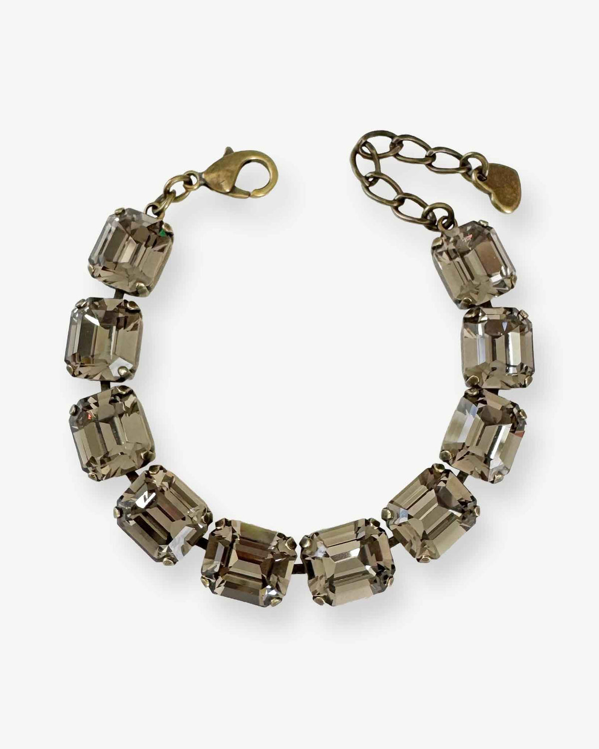 Crystal bracelet made of black diamond colored, emerald-cut European cut crystal.