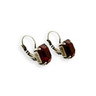 red stone cushion cut leverback earrings.