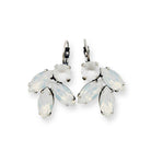 Silver and white crystal earrings for weddings and events.