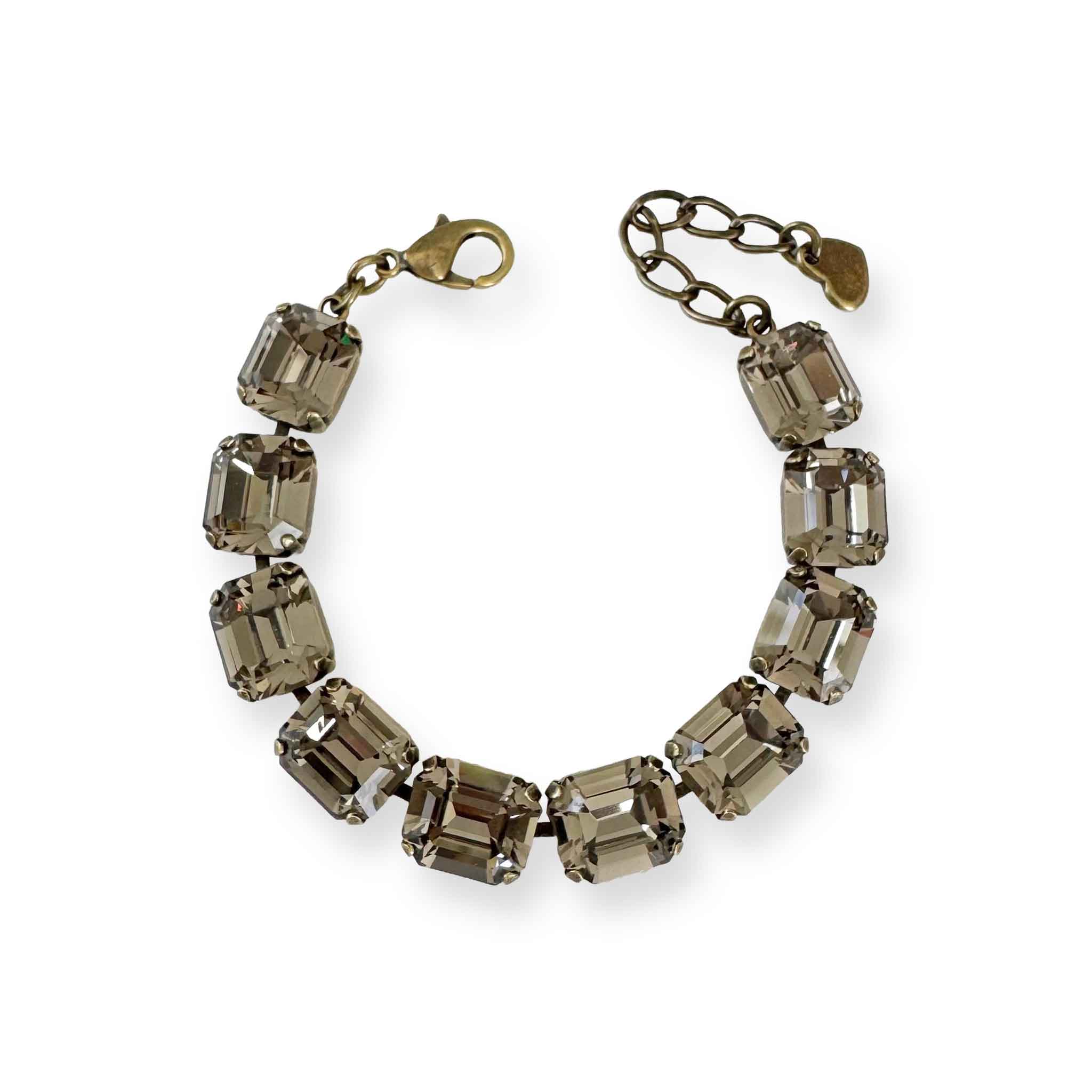 Crystal bracelet made of black diamond colored, emerald-cut European cut crystal.