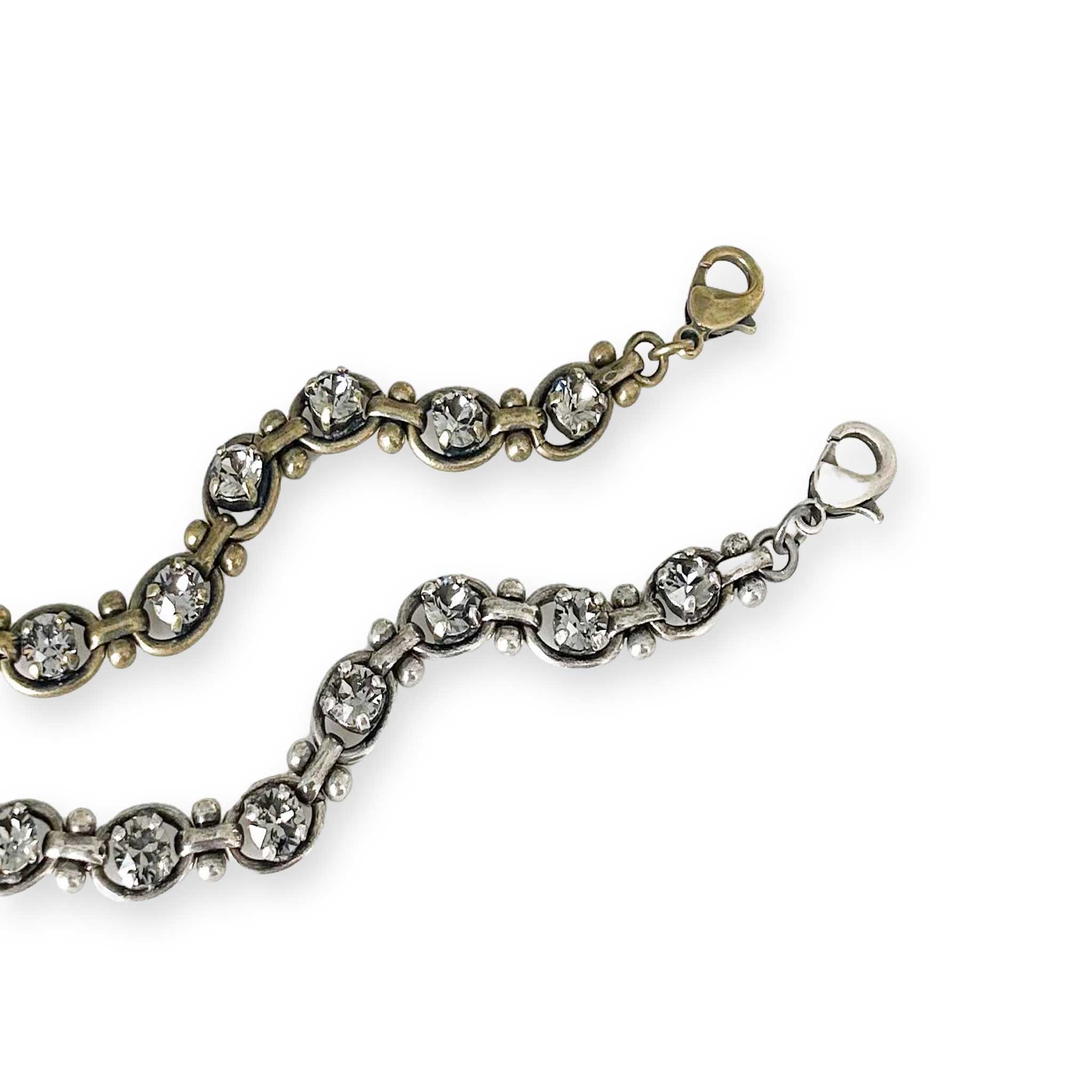 Edgy black diamond crystal bracelet available in antique silver and antique brass. Link style similar to an anchor link.