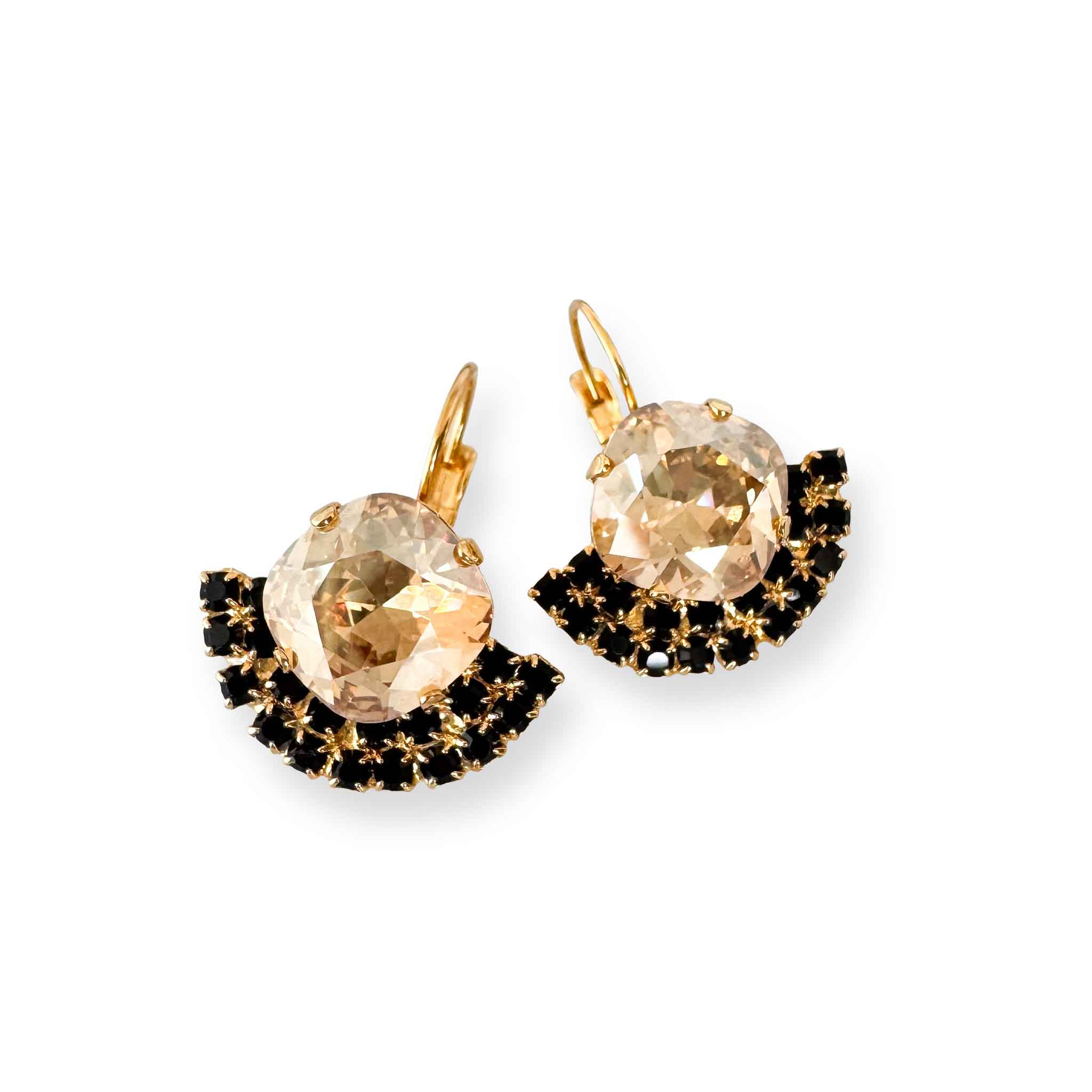 Black and gold dressy drop earrings.