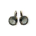 Round black-gray rivoli crystal drop earrings.