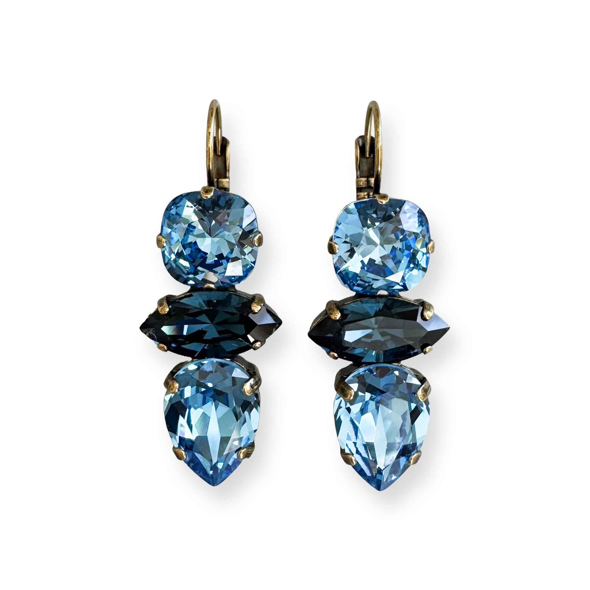 Aurora Blue Crystal Drop Earrings – Petite Margaux