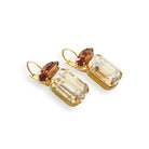 Brown and gold rhinestone crystal statement earrings - emerald and marquise cut.