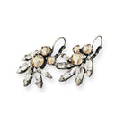 Antique finish crystal statement earrings for weddings and formal events. Side view shown.