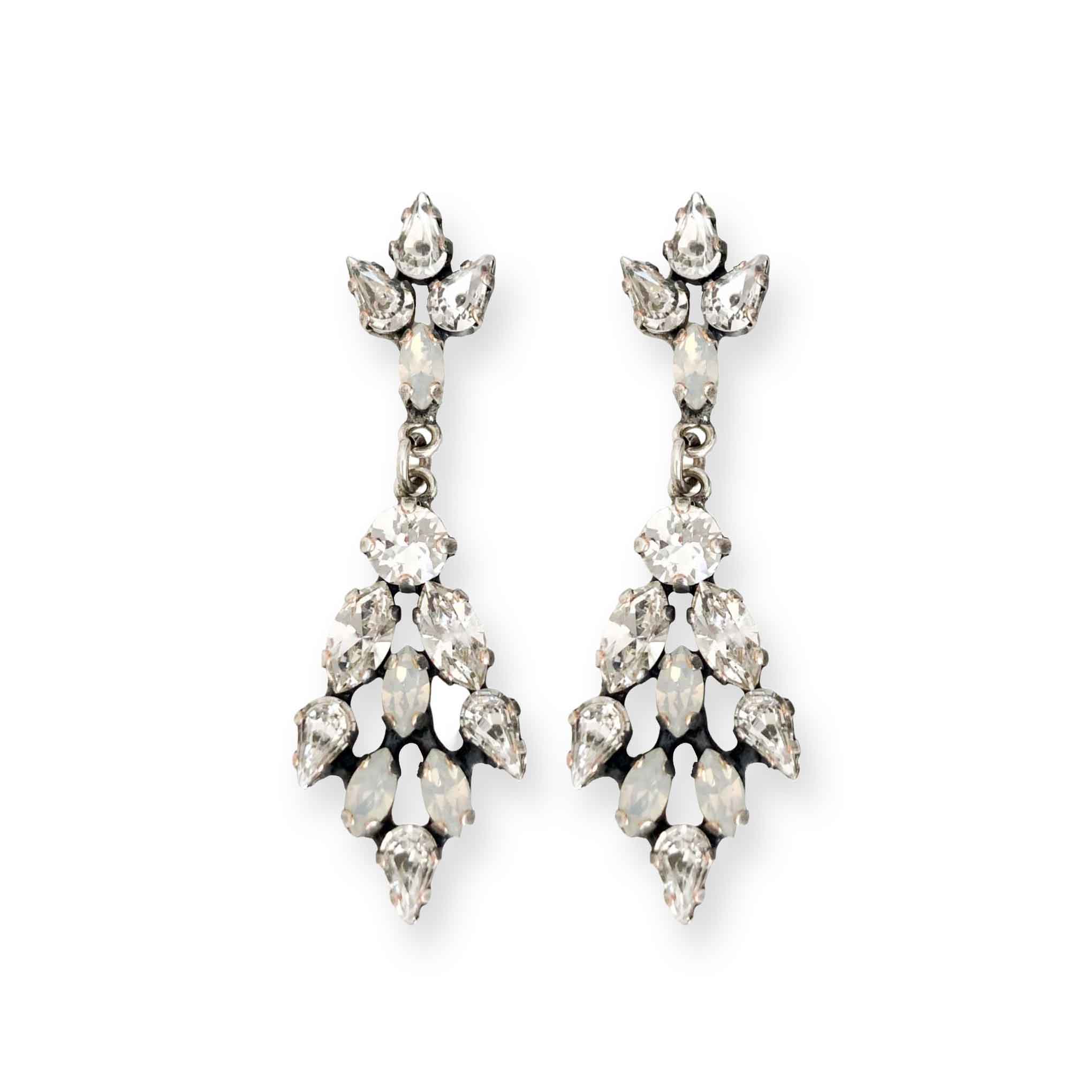 vintage inspired wedding earrings for brides made of fine crystal.