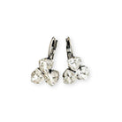 Crystal trilliant drop earrings shown in antique silver.