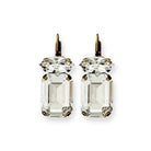 clear emerald cut drop earrings