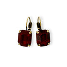 Dark red drop earrings with Austrian crystal, emerald cut.