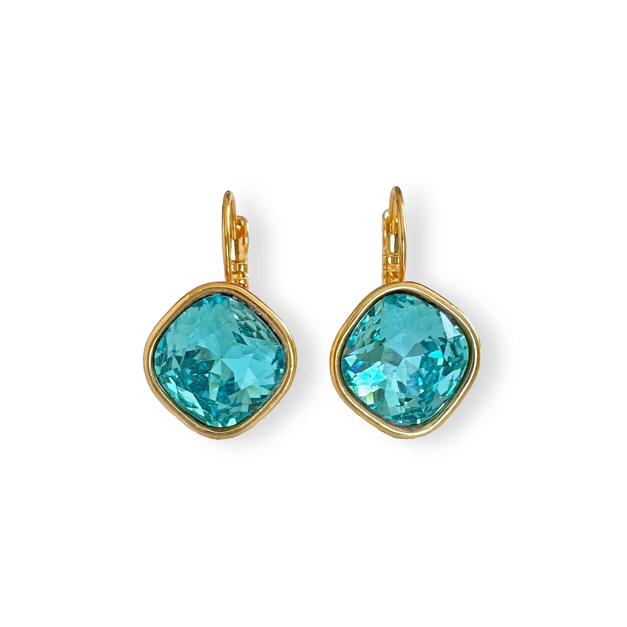 Gold and turquoise drop earrings.