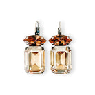 Brown and golded yellow crystal rhinestone earrings with antique silver.