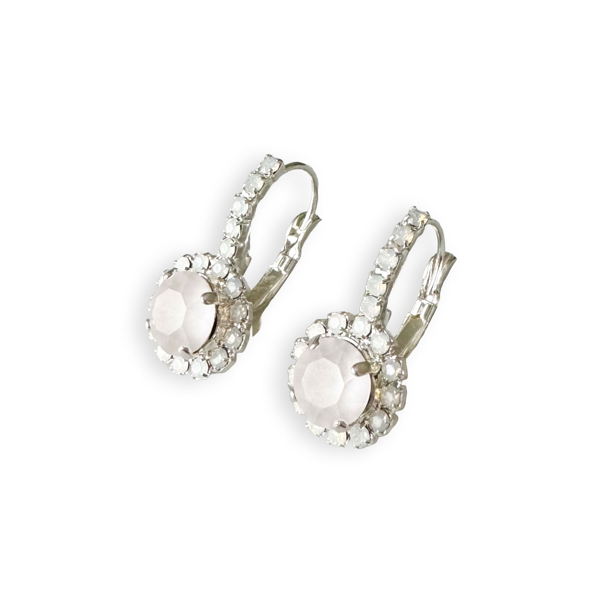 White opal crystal drop bridal earrings.