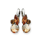 Brown topaz crystal earrings shown in antique silver.